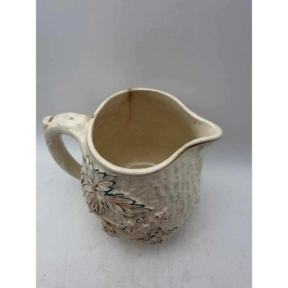 Antique Avalon Faience Blackberry White Majolica Pitcher Chesapeake Pottery